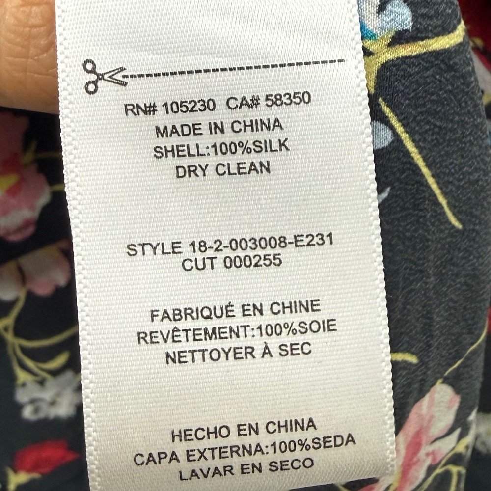 Equipment Femme‎ 100% Silk Floral Button Down Shirt Black Multi Size Small - Picture 5 of 9
